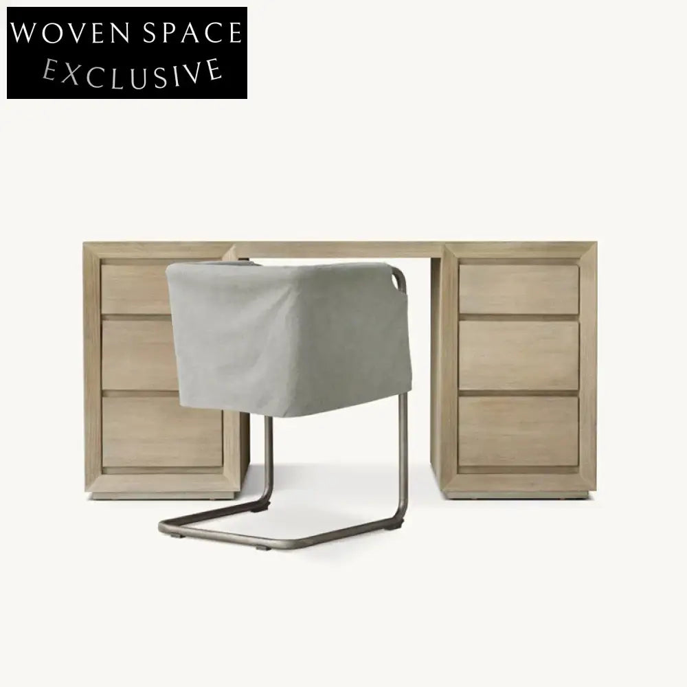 Modern Oak Solid Wood Dressing Table, Storage Drawers, Home Office Vanity Desk