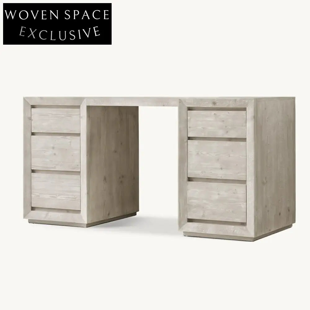 Modern Oak Solid Wood Dressing Table, Storage Drawers, Home Office Vanity Desk