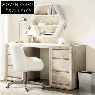 Modern Oak Solid Wood Dressing Table, Storage Drawers, Home Office Vanity Desk