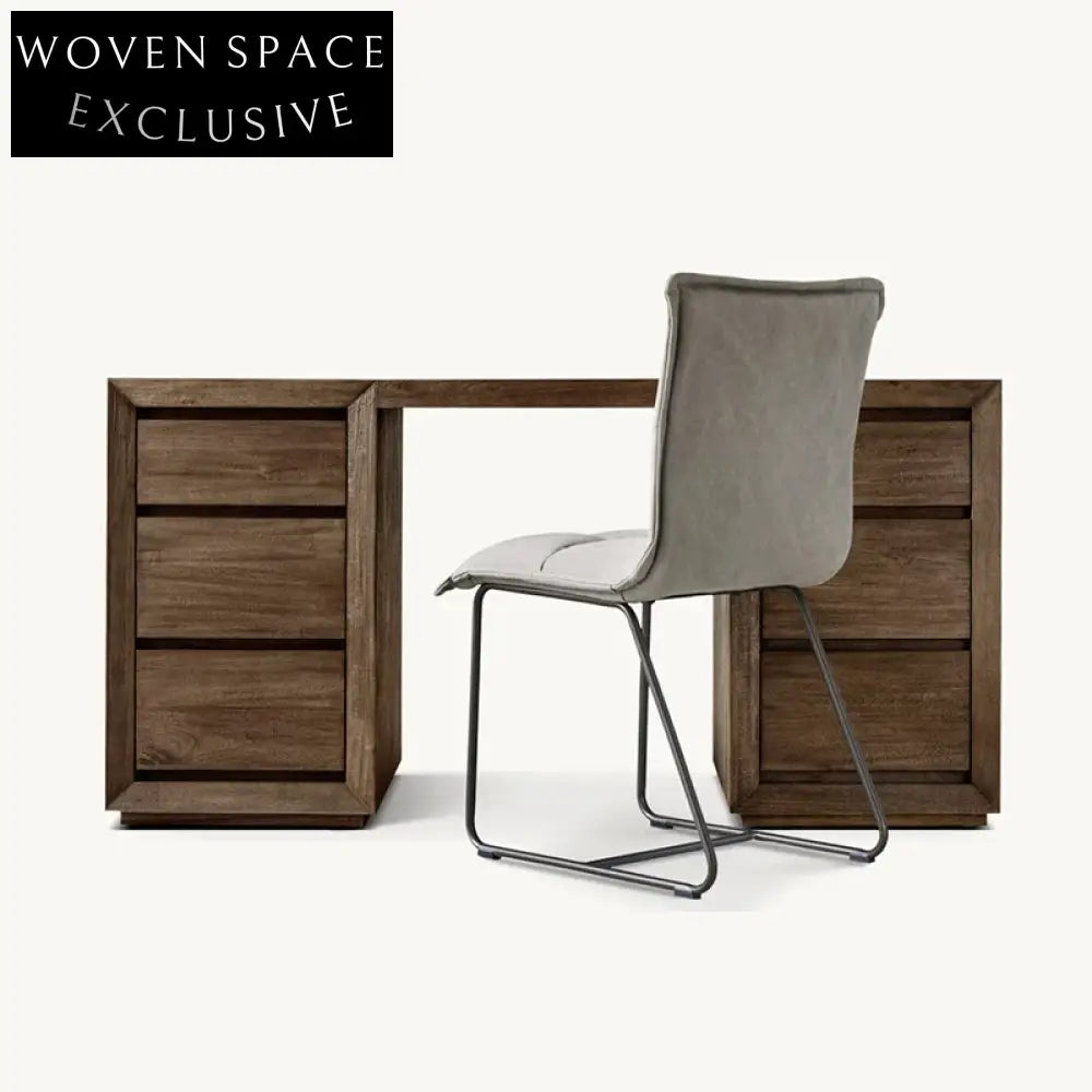 Modern Oak Solid Wood Dressing Table, Storage Drawers, Home Office Vanity Desk