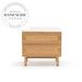 Modern Oak Wood Bedside Table with Travertine Marble Nightstand