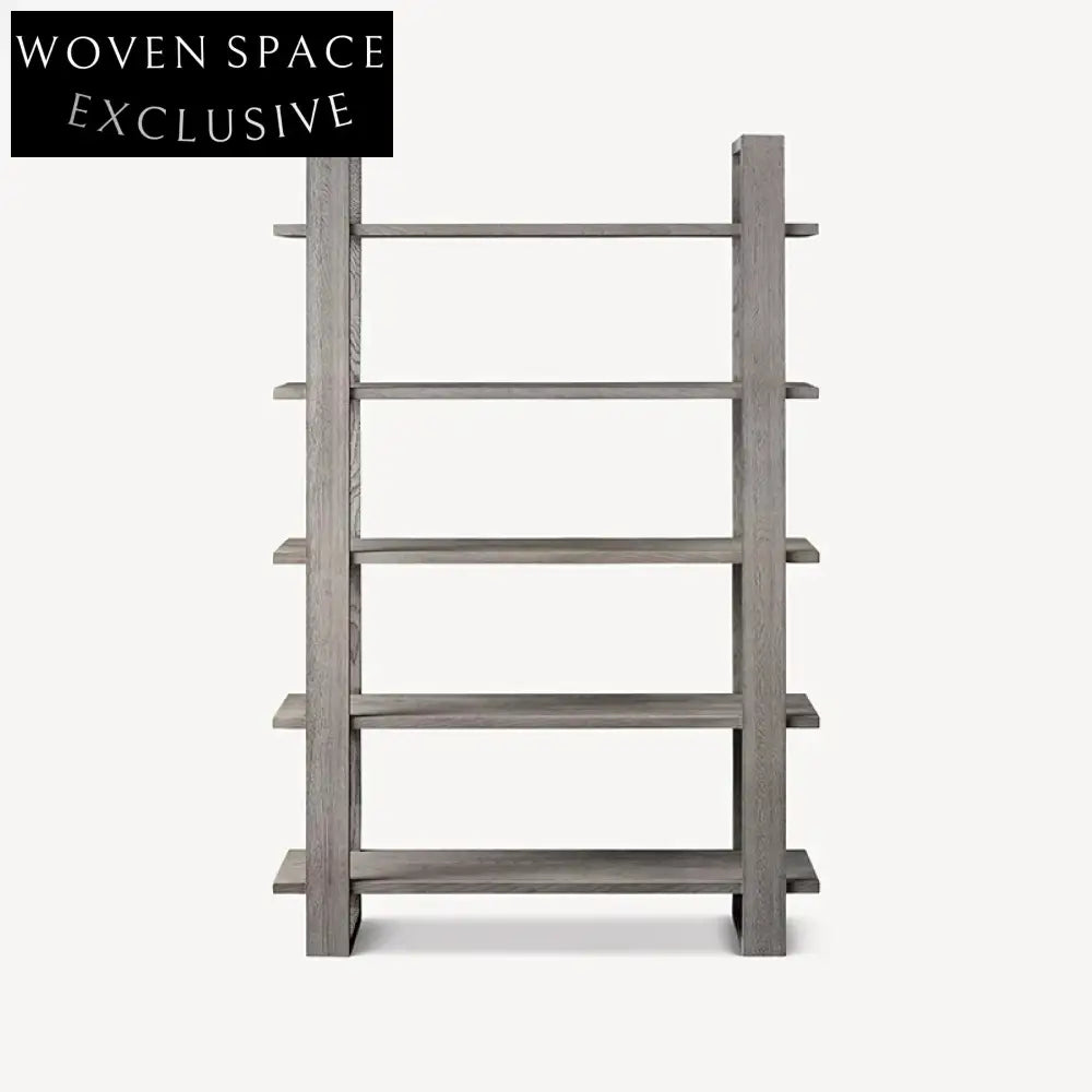 Modern Oak Wood Display Cabinet with Stainless Steel Accents