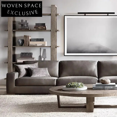 Modern Oak Wood Display Cabinet with Stainless Steel Accents