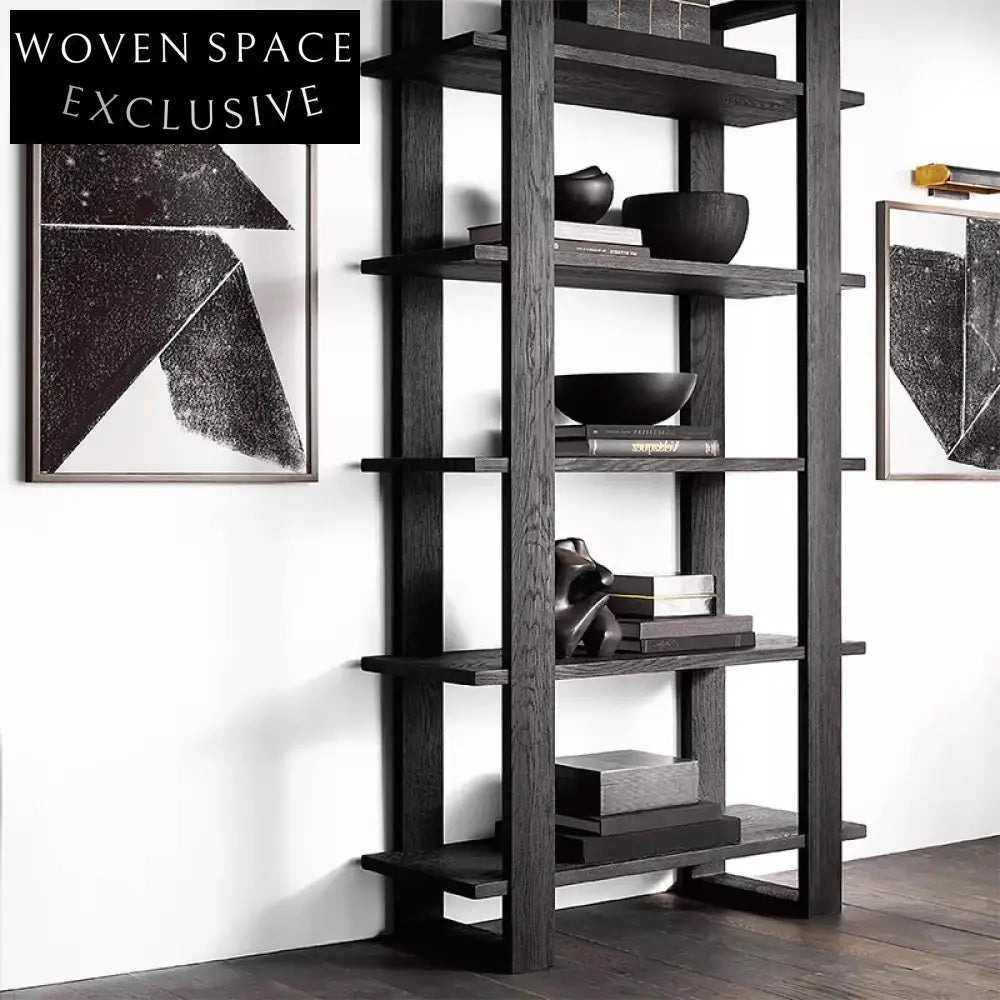 Modern Oak Wood Display Cabinet with Stainless Steel Accents