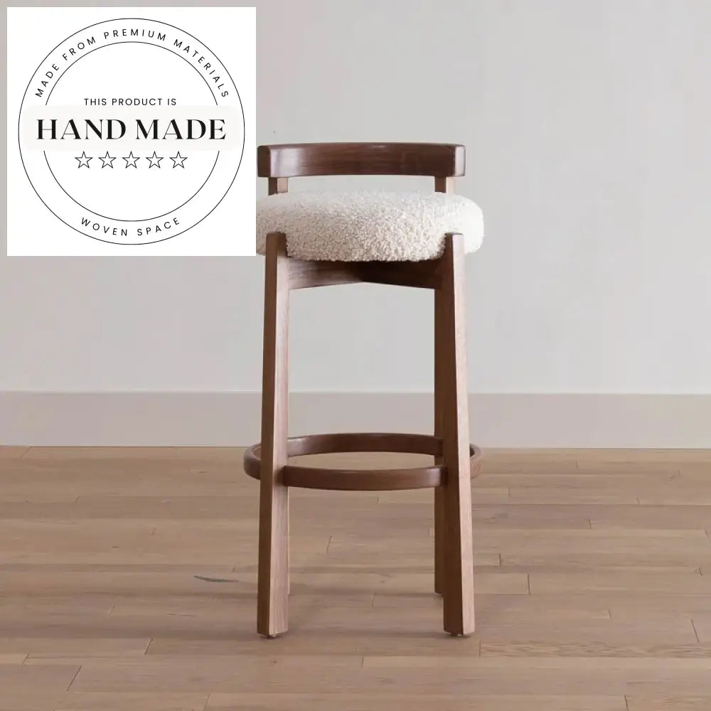 Modern Oak Wooden High Back Bistro Kitchen Counter Bar Stool