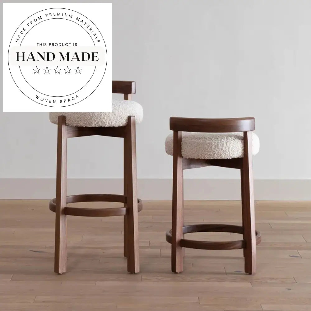 Modern Oak Wooden High Back Bistro Kitchen Counter Bar Stool