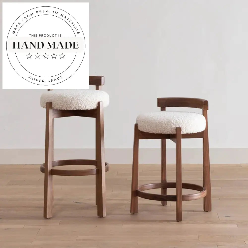 Modern Oak Wooden High Back Bistro Kitchen Counter Bar Stool