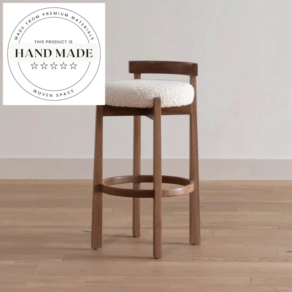 Modern Oak Wooden High Back Bistro Kitchen Counter Bar Stool