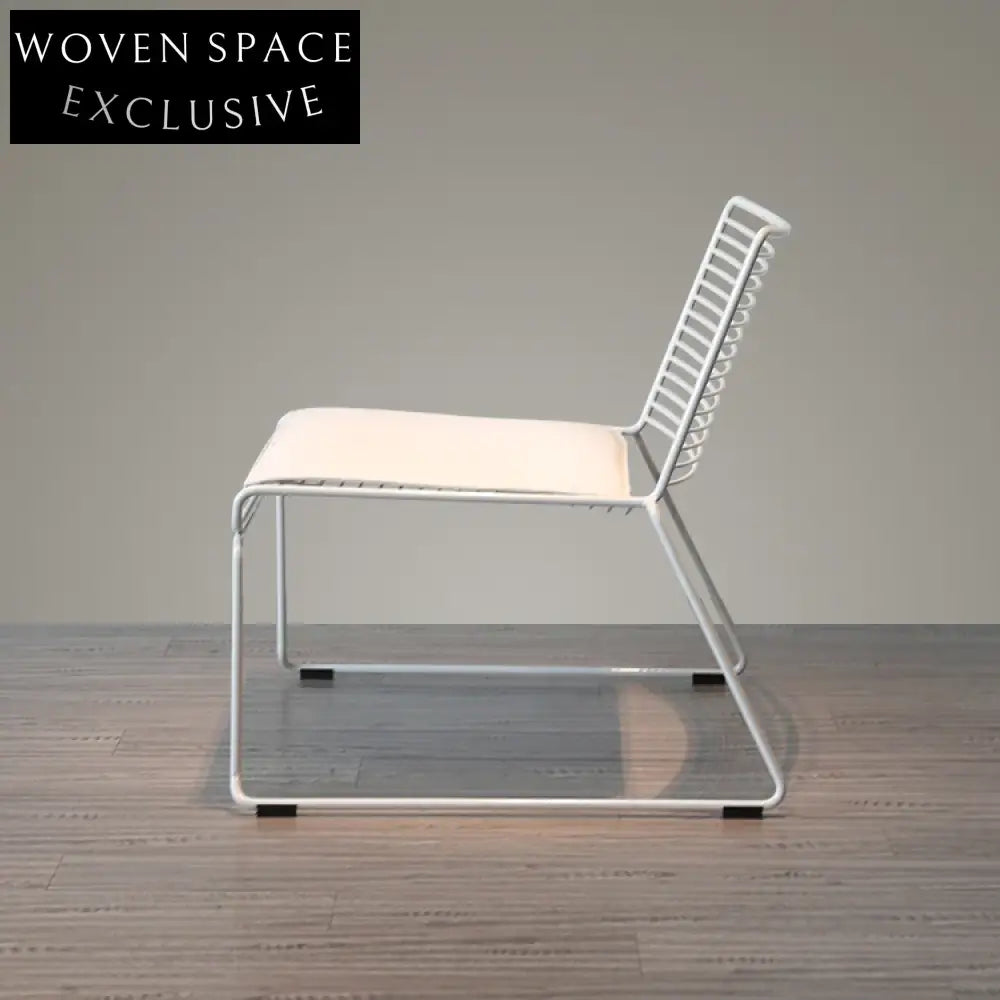 Modern Outdoor Cafe Metal Wire Grid Dining Chair with PU Cushion