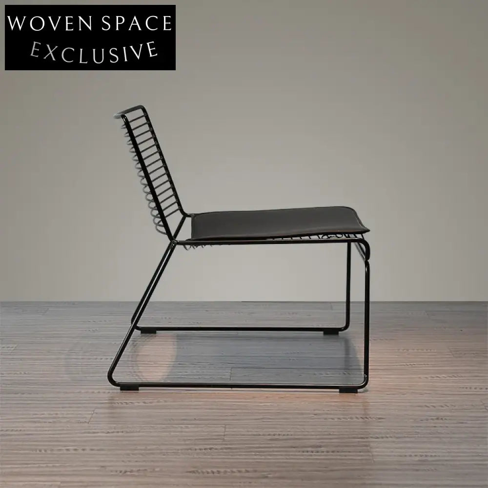 Modern Outdoor Cafe Metal Wire Grid Dining Chair with PU Cushion