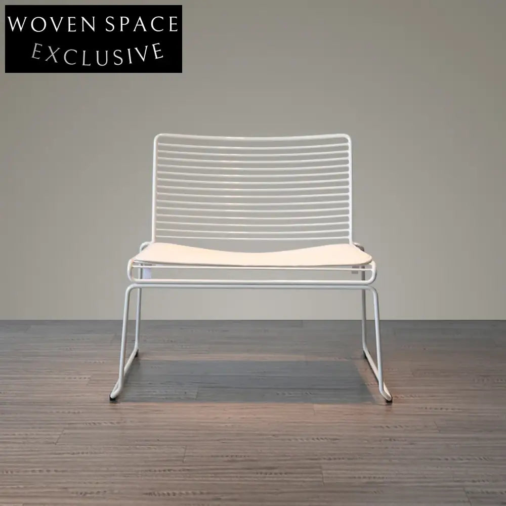 Modern Outdoor Cafe Metal Wire Grid Dining Chair with PU Cushion