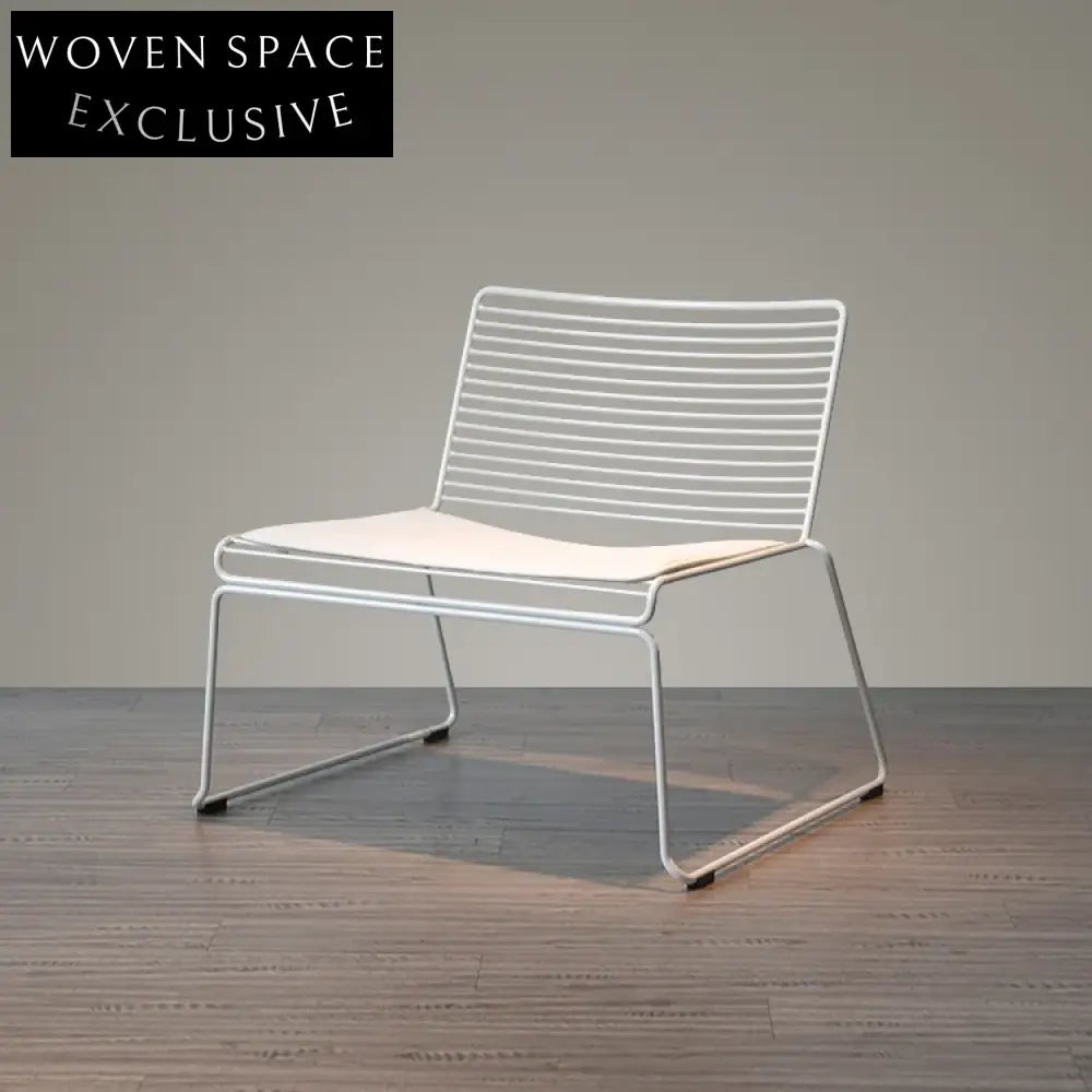 Modern Outdoor Cafe Metal Wire Grid Dining Chair with PU Cushion