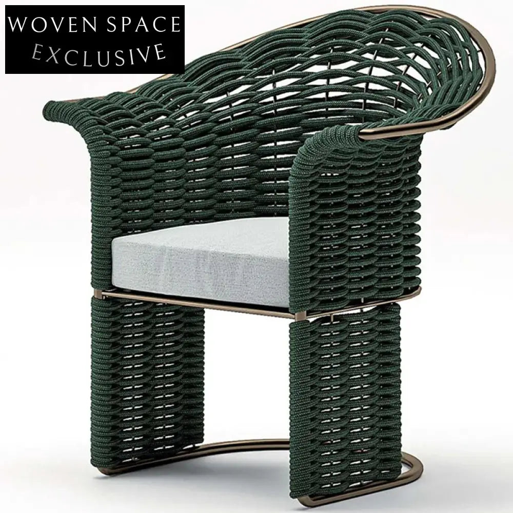 Modern Outdoor Dining Set with Rope Chairs & Aluminum Frame Table