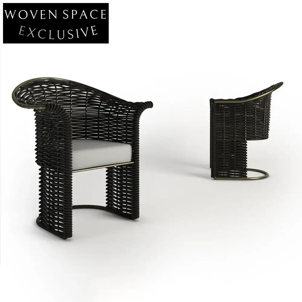 Modern Outdoor Dining Set with Rope Chairs & Aluminum Frame Table