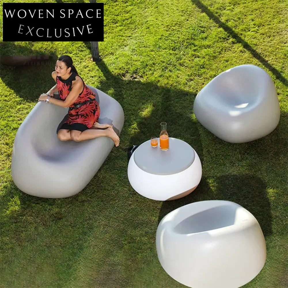 Modern Outdoor Fiberglass Round Lounge Chair for Patio & Garden Seating
