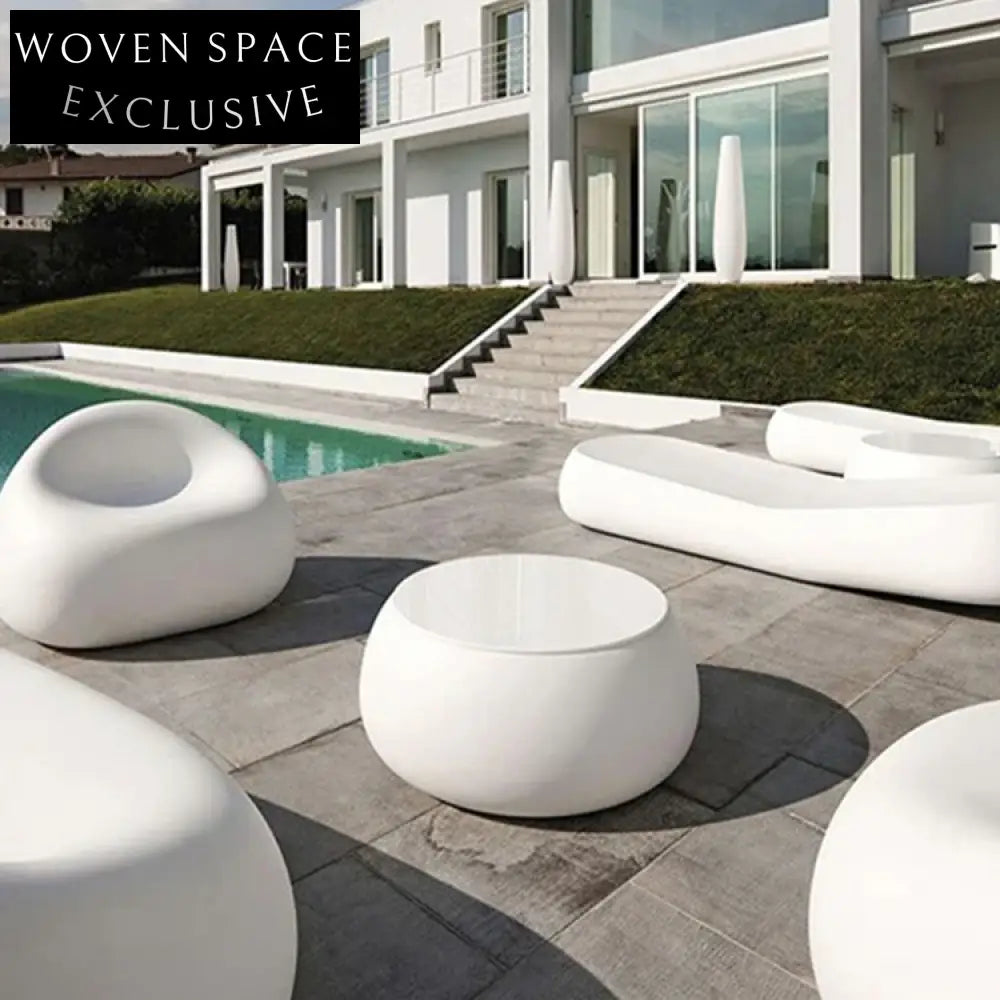Modern Outdoor Fiberglass Round Lounge Chair for Patio & Garden Seating