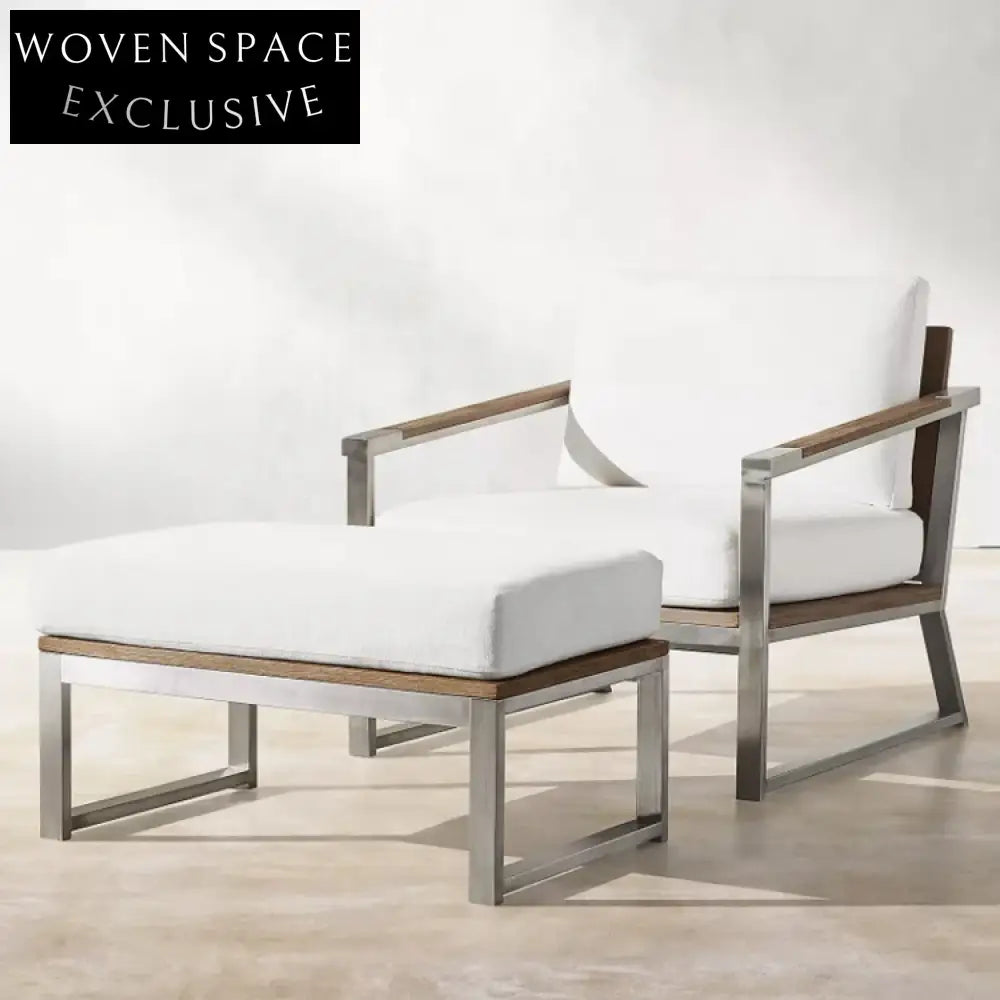 Modern Outdoor Modular Sofa Set with Teak Coffee Table & Aluminum Frame