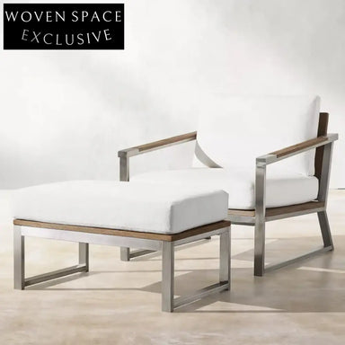 Modern Outdoor Modular Sofa Set with Teak Coffee Table & Aluminum Frame