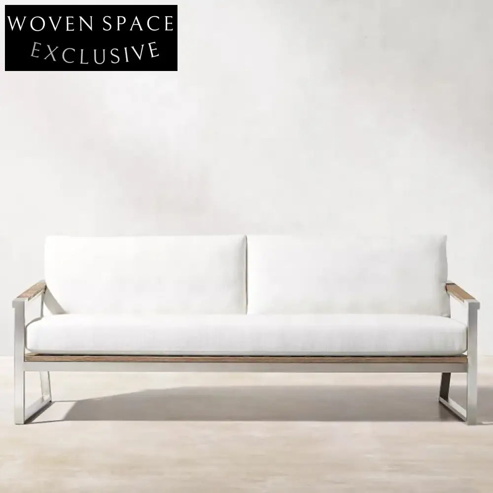 Modern Outdoor Modular Sofa Set with Teak Coffee Table & Aluminum Frame