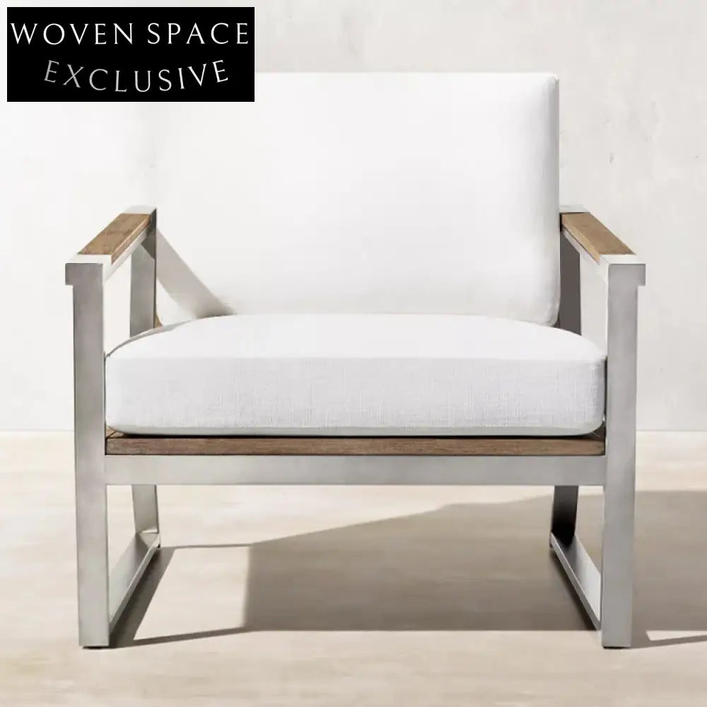 Modern Outdoor Modular Sofa Set with Teak Coffee Table & Aluminum Frame