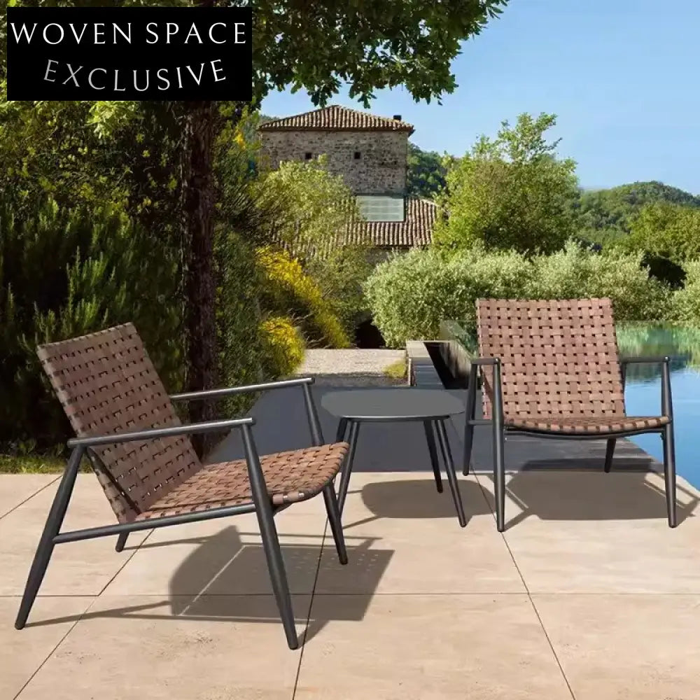 Modern Outdoor Patio Sofa Set: Aluminum Wicker Rattan Armchairs & Coffee Table