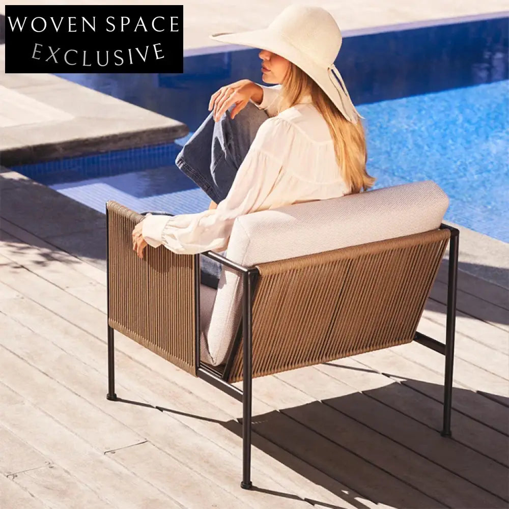 Modern Outdoor Patio Woven Rope Aluminum Frame Garden Lounge Sofa