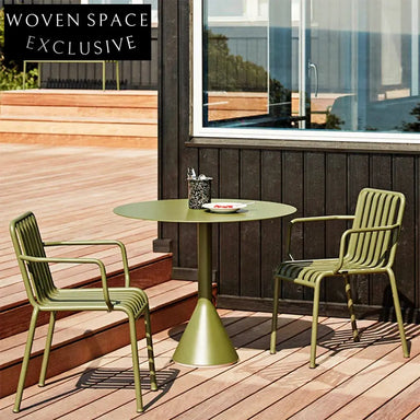 Modern Outdoor Rope Back Dining Armchair: Sturdy Steel Frame, Stackable Patio Seating