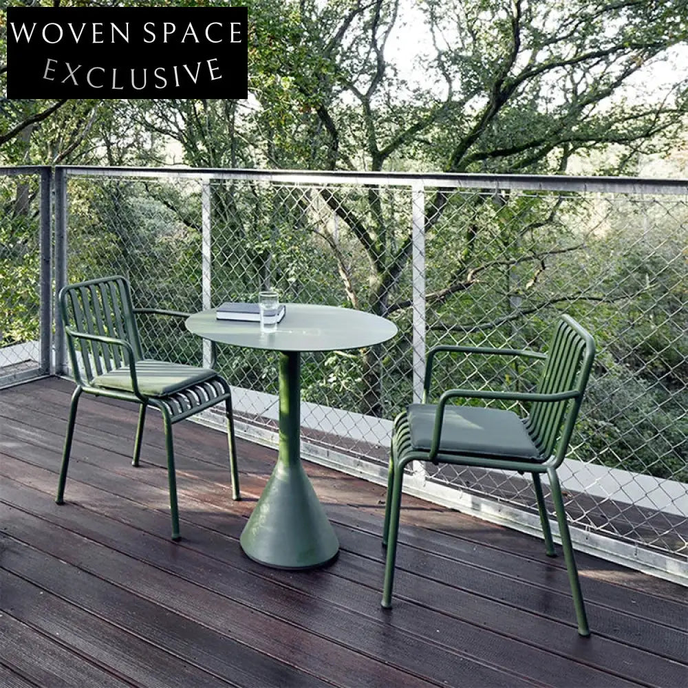 Modern Outdoor Rope Back Dining Armchair: Sturdy Steel Frame, Stackable Patio Seating