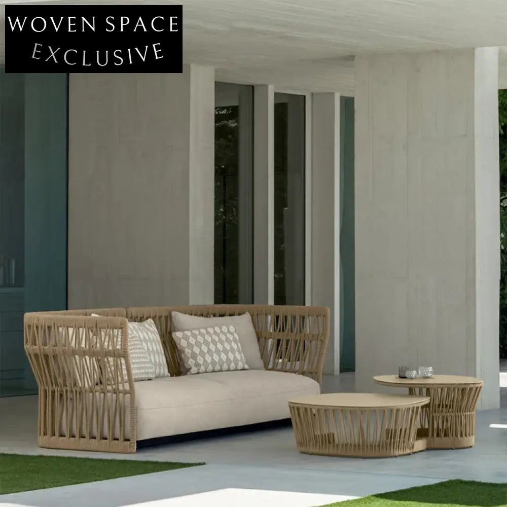 Modern Outdoor Rope Wicker Sofa Set - Waterproof Garden Patio Leisure Furniture