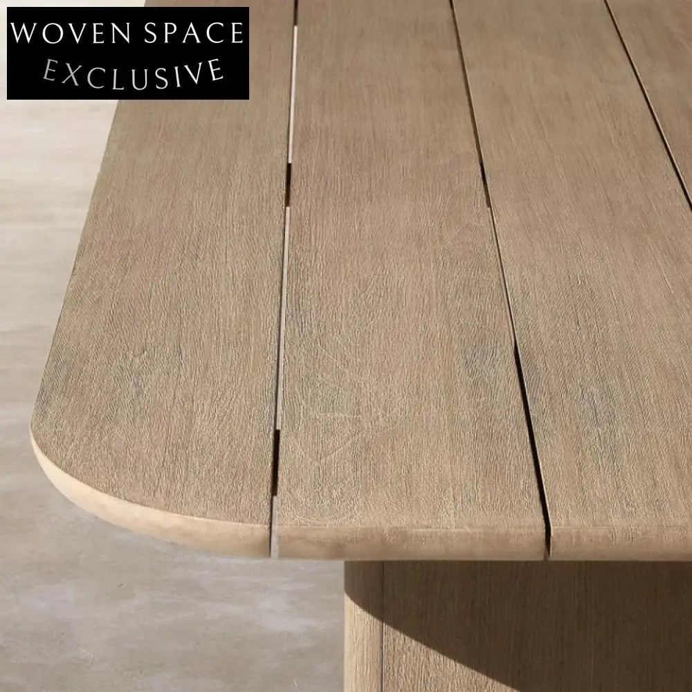 Modern Outdoor Teak Dining Table Set with Comfortable Rattan Wicker Chairs