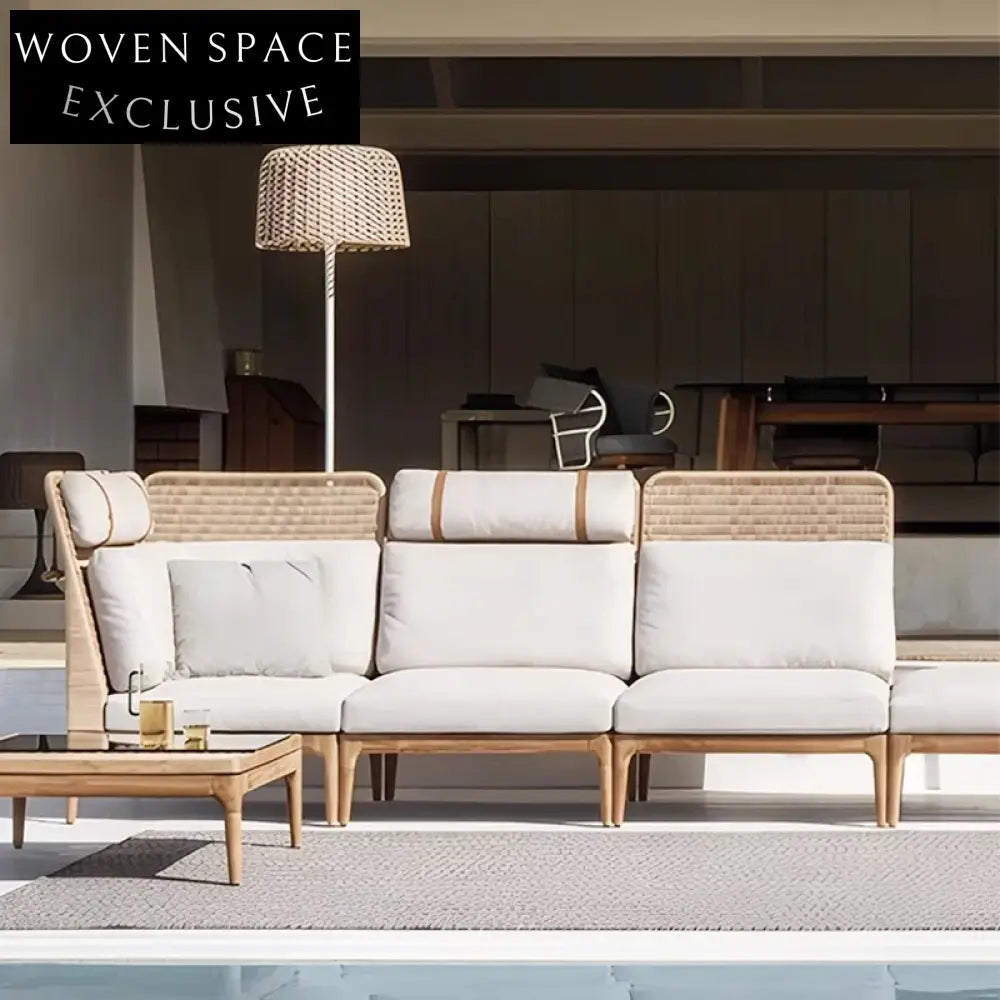 Modern Outdoor Teak Sectional Sofa Set - Durable Patio Garden Lounge Furniture