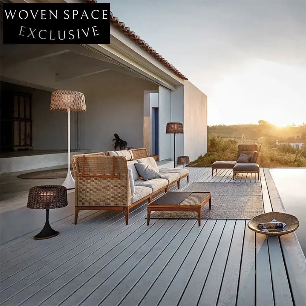 Modern Outdoor Teak Sectional Sofa Set - Durable Patio Garden Lounge Furniture