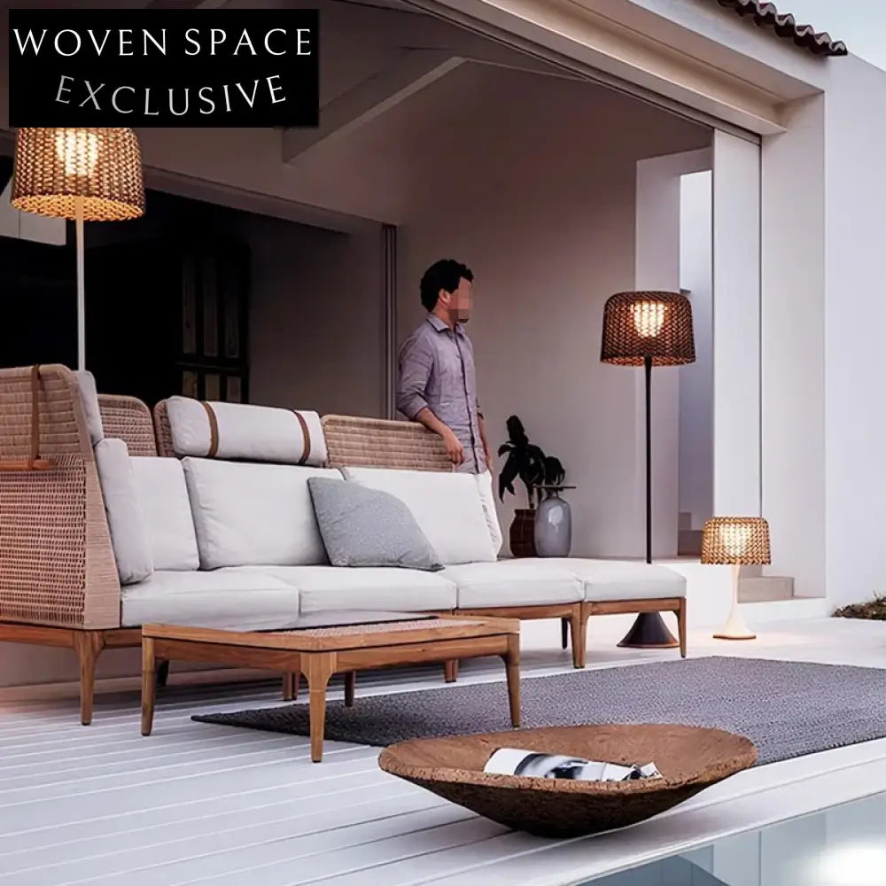 Modern Outdoor Teak Sectional Sofa Set - Durable Patio Garden Lounge Furniture