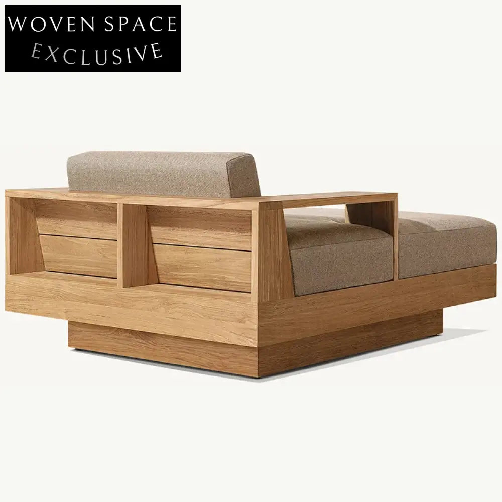 Modern Outdoor Teak Wood Patio Daybed Double Seat Poolside Sun Lounger