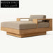 Modern Outdoor Teak Wood Patio Daybed Double Seat Poolside Sun Lounger