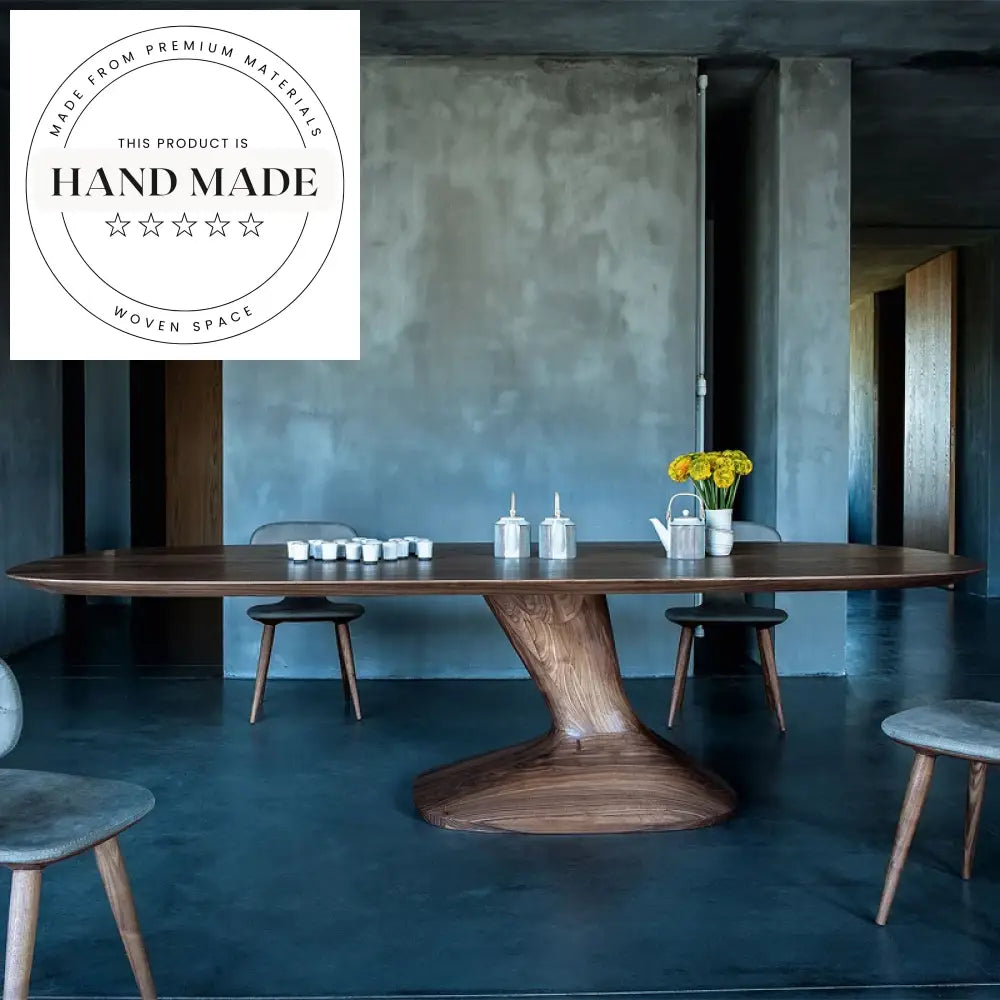 Modern Oval Black Walnut Solid Wood Nordic 6-8 Seat Dining Table