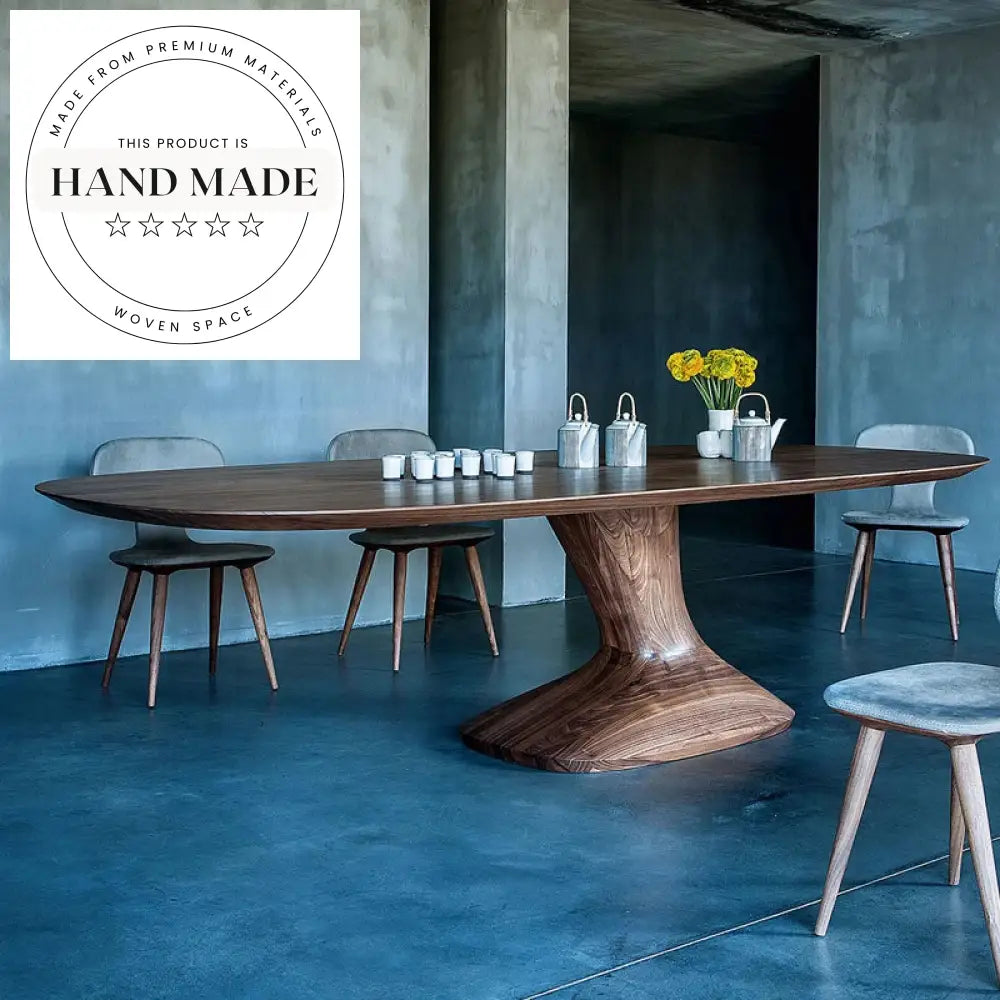 Modern Oval Black Walnut Solid Wood Nordic 6-8 Seat Dining Table