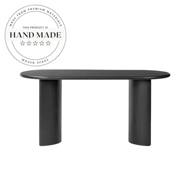 Modern Oval Black Wood Executive Computer Office Writing Desk