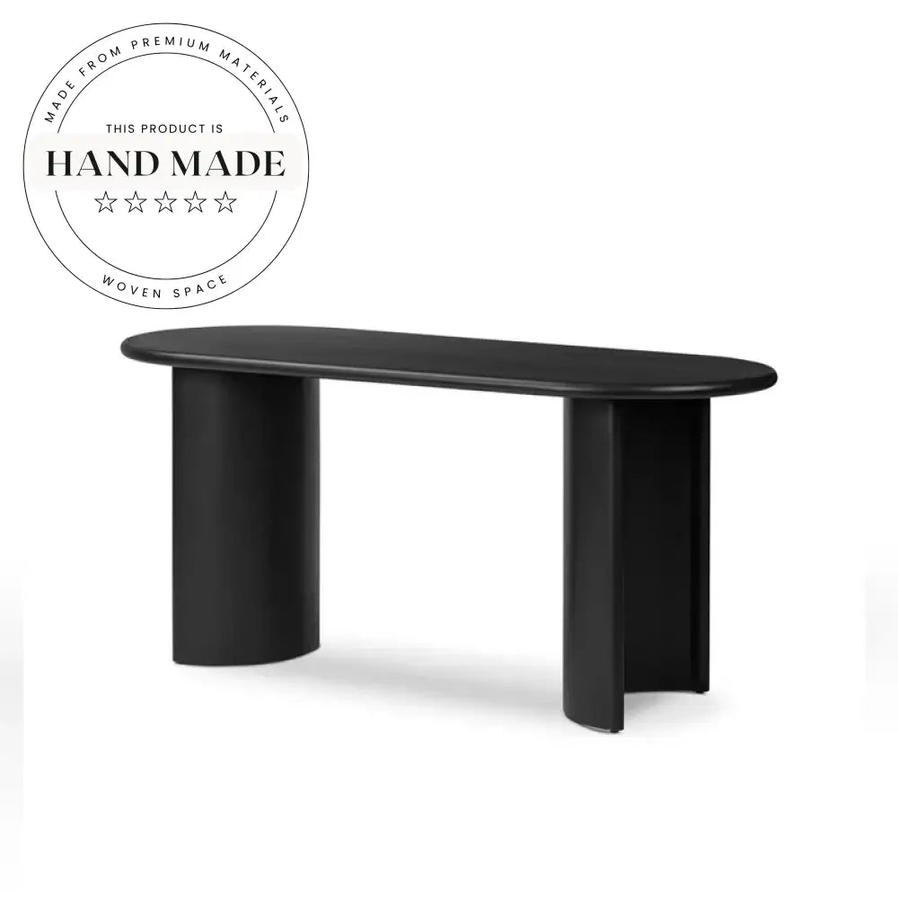 Modern Oval Black Wood Executive Computer Office Writing Desk