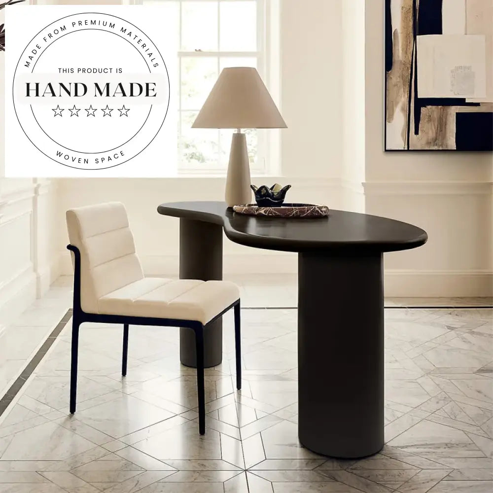 Modern Oval Black Wood Executive Home Office Computer Writing Desk