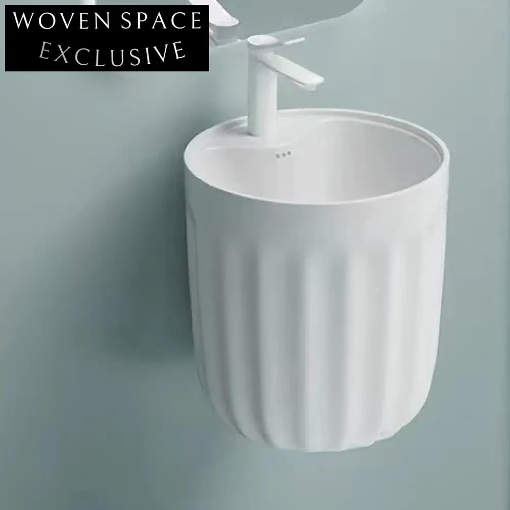 Modern Oval Ceramic Wall Hung Bathroom Vanity Sink with Single Faucet Hole