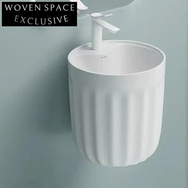 Modern Oval Ceramic Wall Hung Bathroom Vanity Sink with Single Faucet Hole