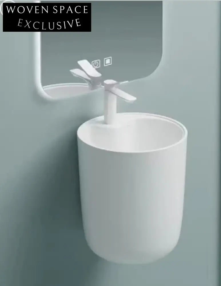 Modern Oval Ceramic Wall Hung Bathroom Vanity Sink with Single Faucet Hole