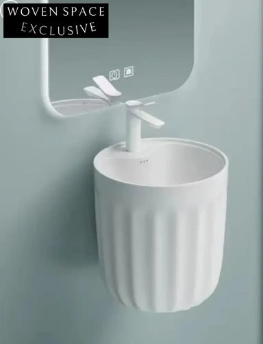 Modern Oval Ceramic Wall Hung Bathroom Vanity Sink with Single Faucet Hole