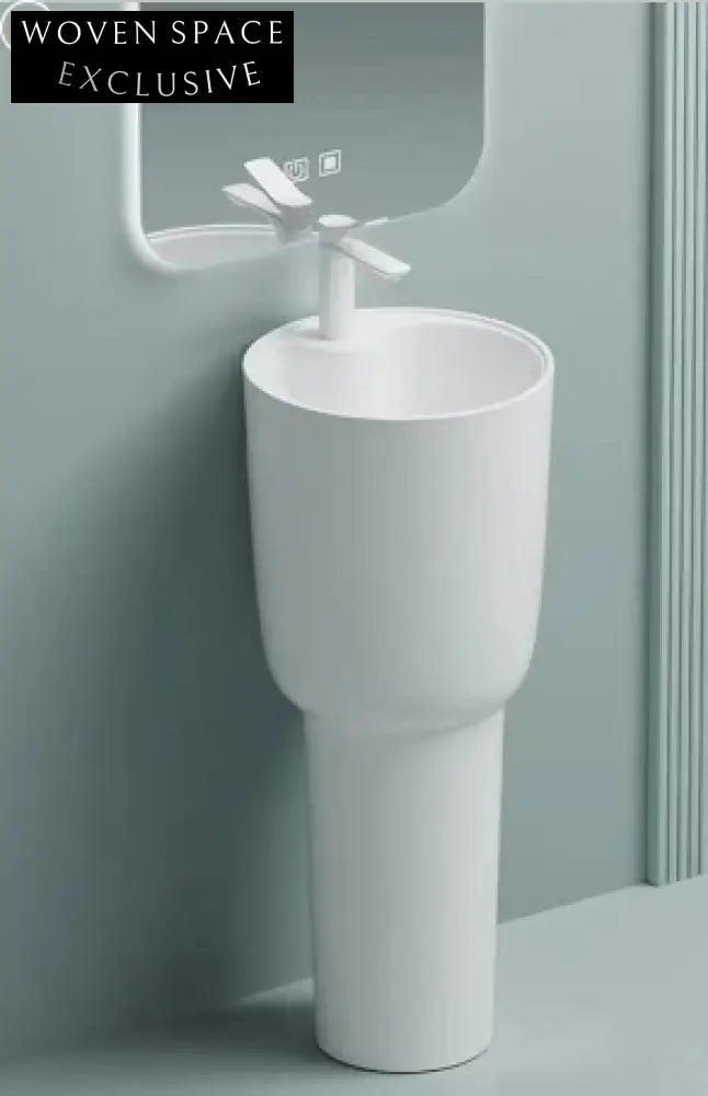 Modern Oval Ceramic Wall Hung Bathroom Vanity Sink with Single Faucet Hole