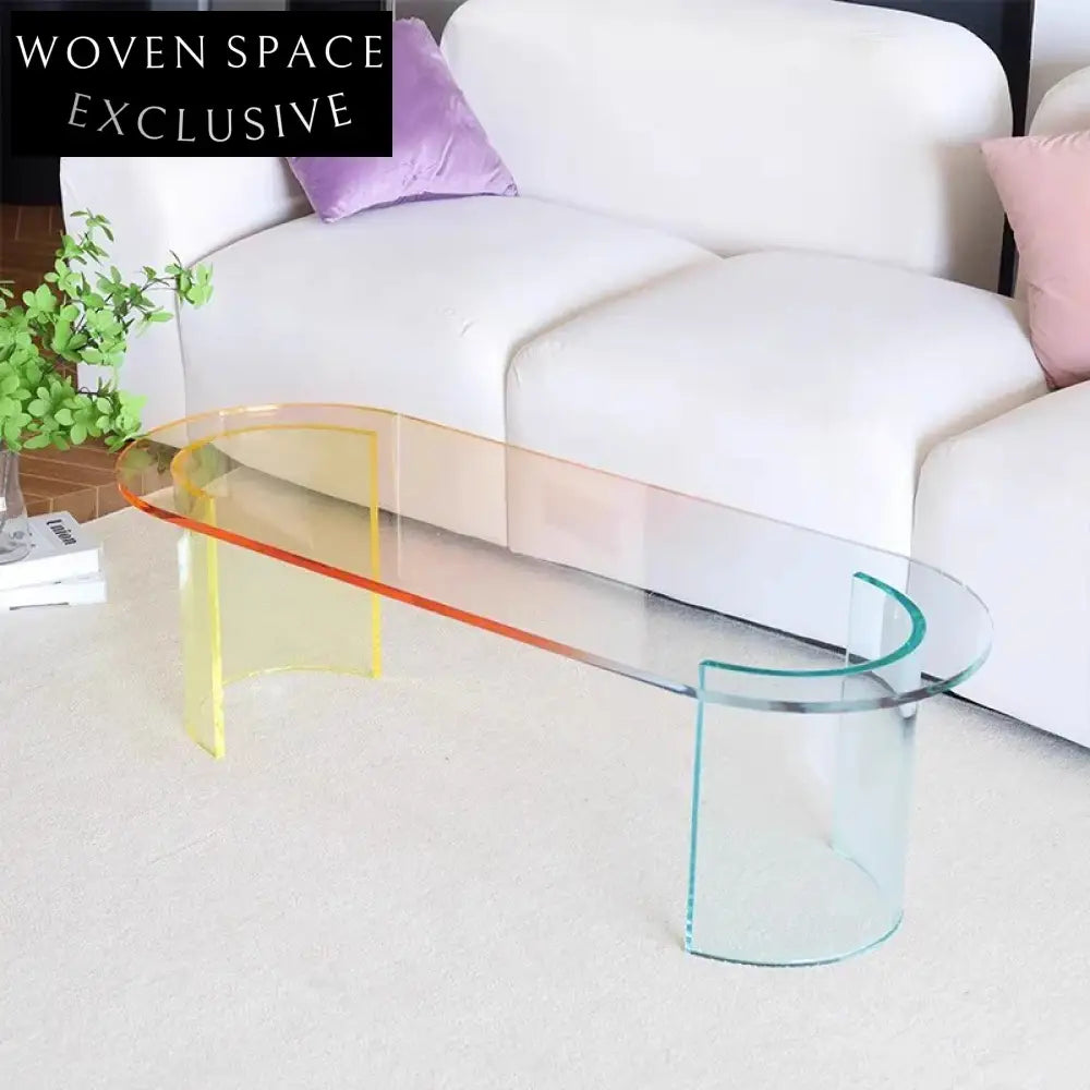 Modern Oval Clear Acrylic Coffee Tea Table for Elegant Living Room Decor