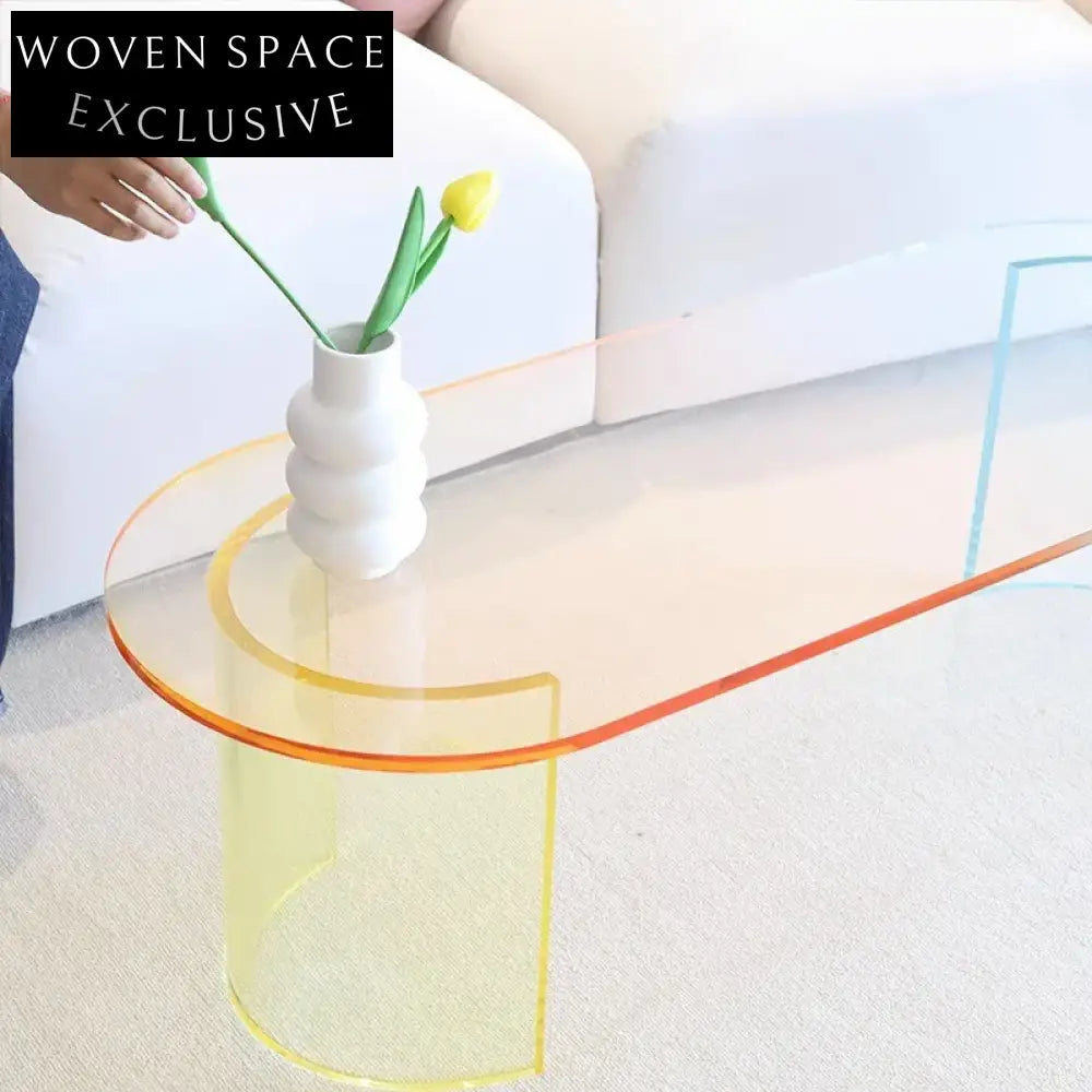 Modern Oval Clear Acrylic Coffee Tea Table for Elegant Living Room Decor