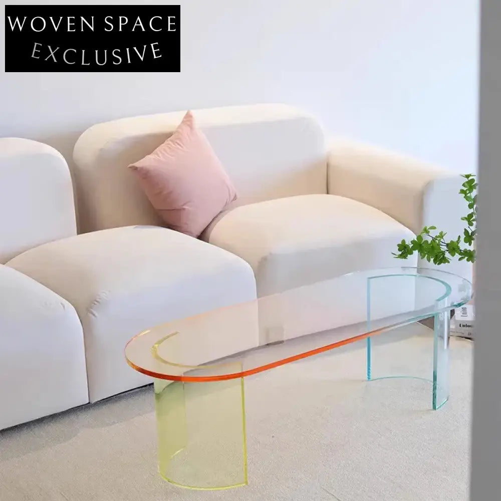 Modern Oval Clear Acrylic Coffee Tea Table for Elegant Living Room Decor