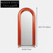 Modern Oval Full Length Floor Mirror with Red Metal Edge Frame