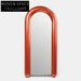Modern Oval Full Length Floor Mirror with Red Metal Edge Frame